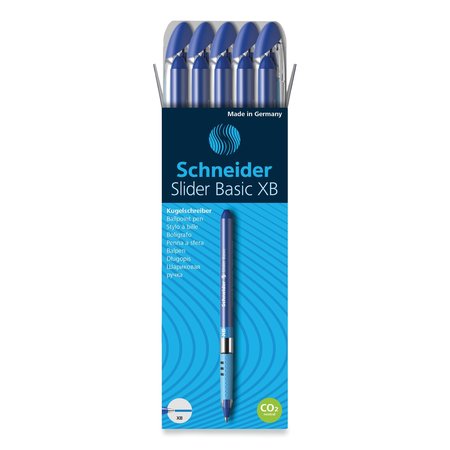 STRIDE Schneider Slider Stick Ballpoint Pen, 1.4mm, Blue/Silver, PK10 151203